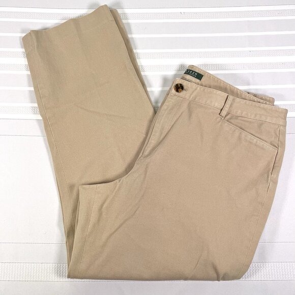 Lauren Ralph Lauren Women’s 16 Short Khaki Chino Pants Straight Leg Classic LRL - Picture 1 of 8